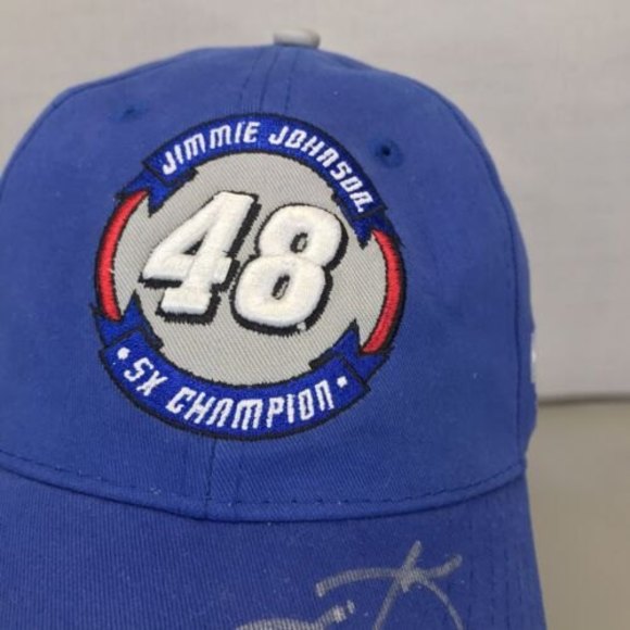 Jimmie Johnson #48 NASCAR Sprint Cup Series 5x Champion Lowes Hat Autographed - Picture 4 of 12